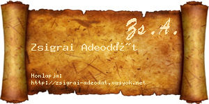 Zsigrai Adeodát névjegykártya