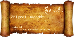 Zsigrai Adeodát névjegykártya